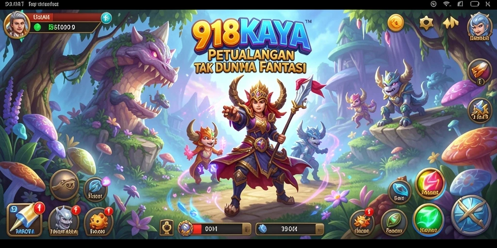 Gameplay 918KAYA yang menampilkan aksi petualangan seru dan karakter unik.