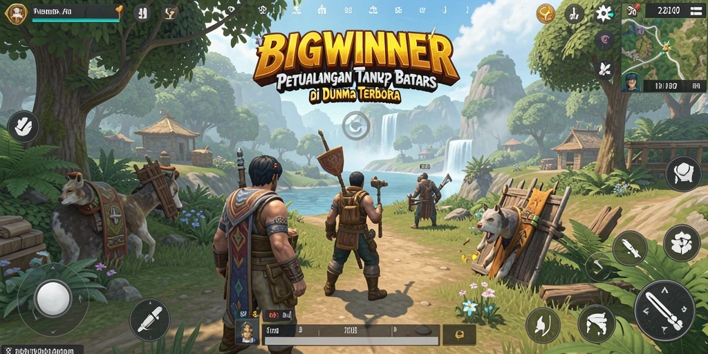 Gameplay eksplorasi dunia terbuka di BIGWINNER yang menakjubkan.