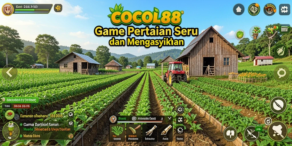 Screenshot COCOL88 menampilkan aktivitas pertanian yang menyenangkan.