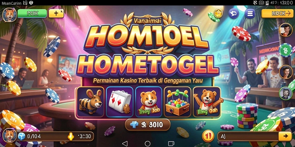 Screenshot gameplay <strong>HOMETOGEL</strong> yang menampilkan suasana kasino yang seru.