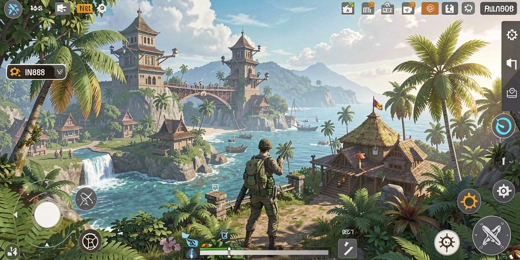 Screenshot gameplay IN88 menampilkan dunia terbuka yang luas dan interaktif.