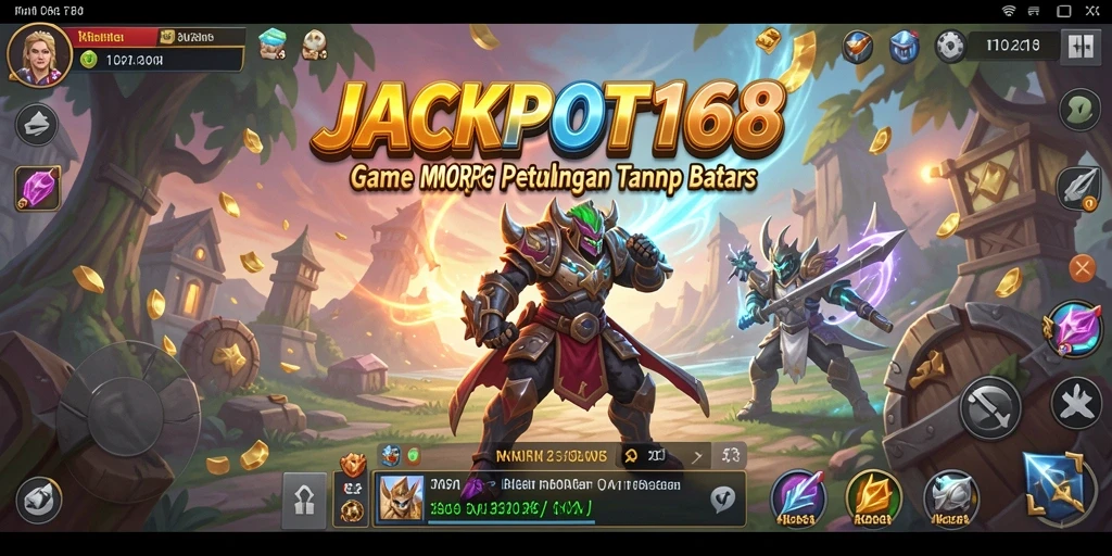 Tampilan screenshot game JACKPOT168 menampilkan pertempuran epik dalam MMO.