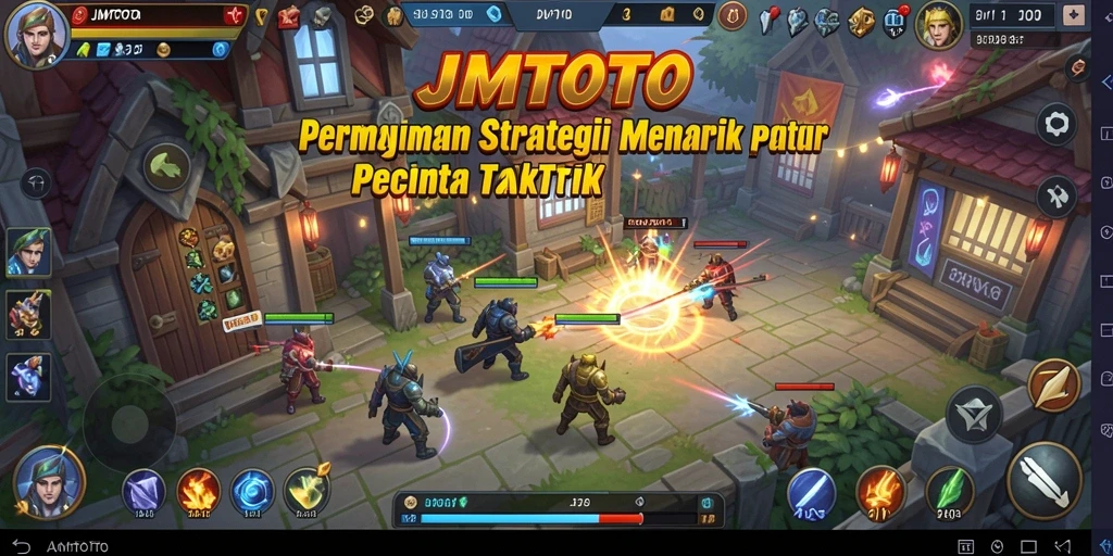 Tangkapan layar JMTOTO menampilkan aksi pertempuran strategis yang mendebarkan.