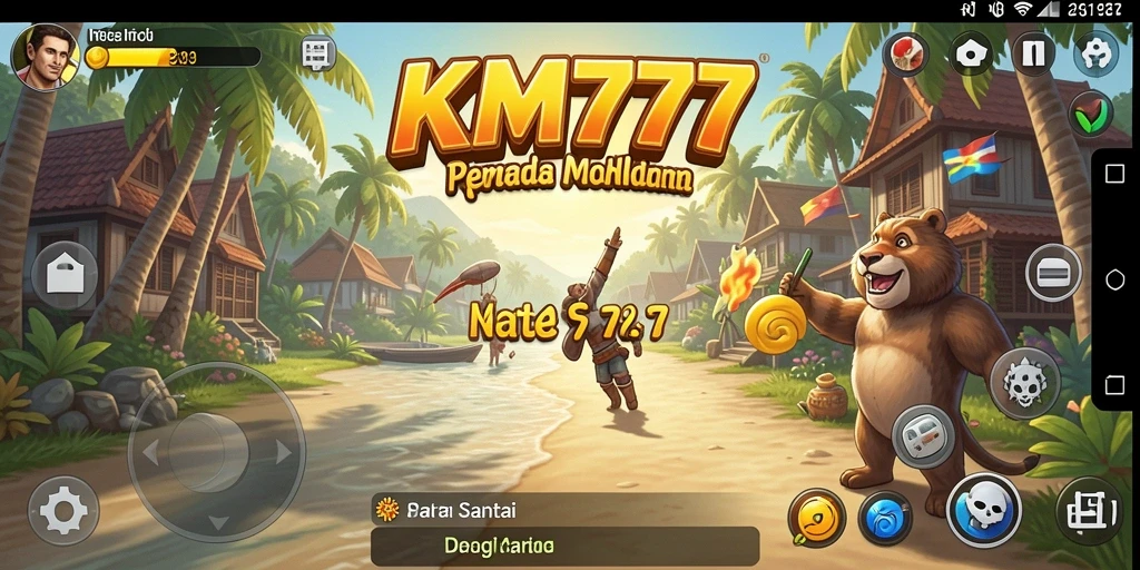 Menggambarkan gameplay menarik di KM777 dengan grafis cerah.