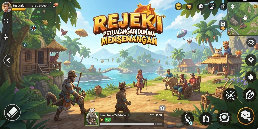 Screenshot gameplay REJEKI menampilkan petualangan di dunia terbuka yang luas.