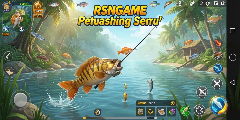 Tampilan gameplay menarik di RSNGAME saat memancing ikan.